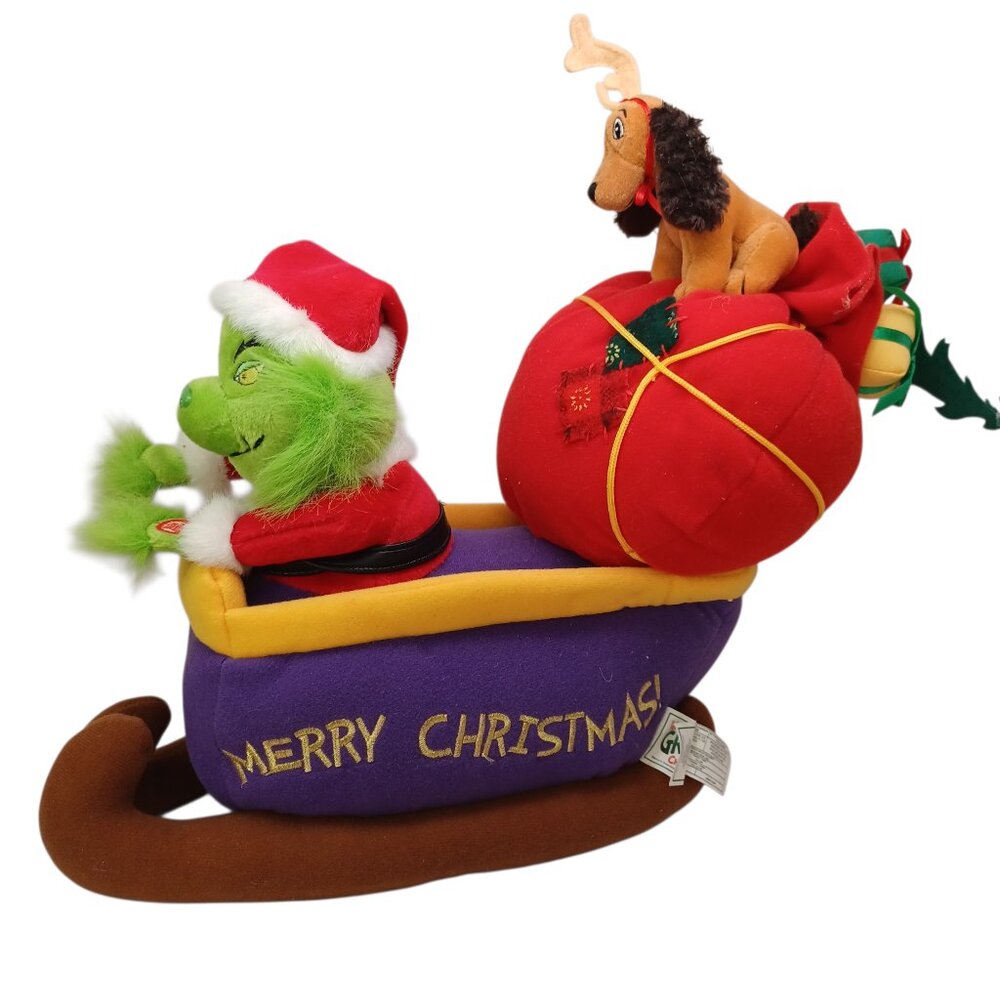 Beverly Hills Teddy Bear Company Musical Grinch Riding Sleigh Plush Toy